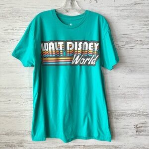*3/$20* WALT DISNEY WORLD Retro Graphic Tee Women’s XL Teal Cotton